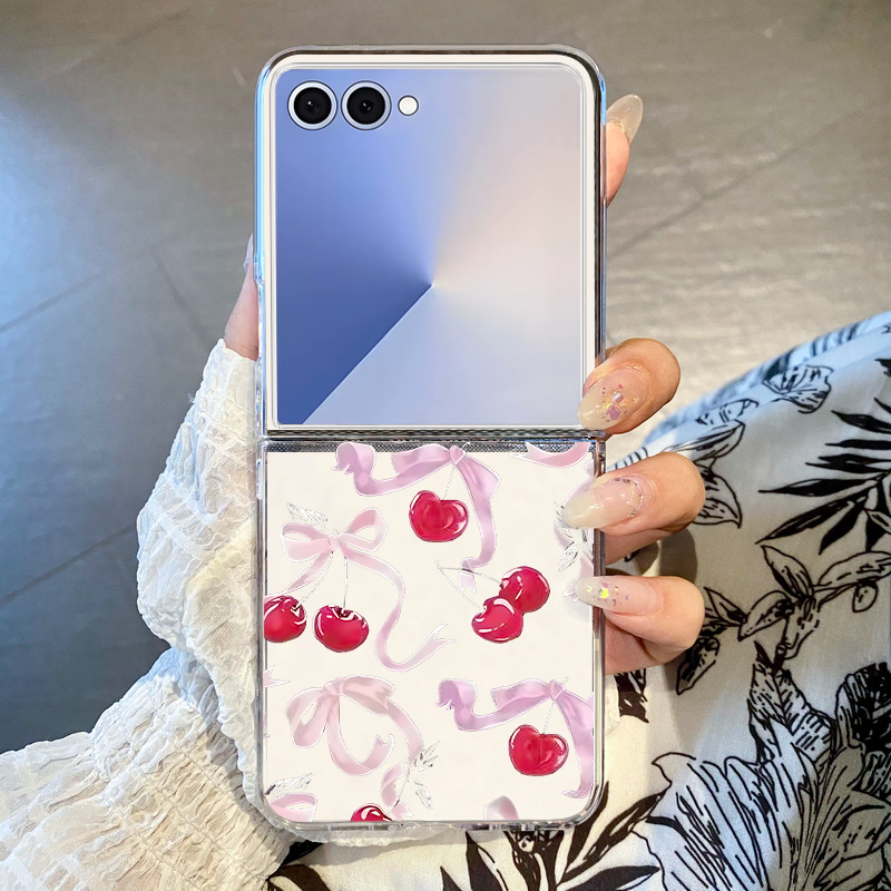 Phone Cases Z Fold 7 - Cherry Bow Pattern Phone Case For