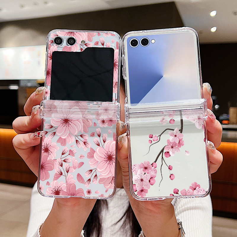 Phone Cases Z Fold 7 - Pink Flower Printed Phone Case For