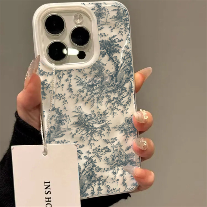 Phone Cases Dior - Cute Blue Floral Pattern Soft Phone