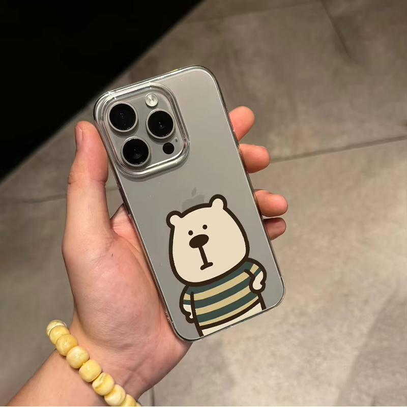 Phone Cases Cute Iphone 13 - Korean Ins Cute Striped Bear Akimbo