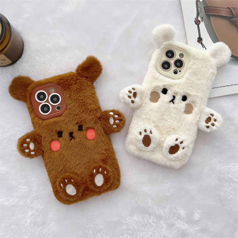 Korean 3D Cartoon Bear Fluffy  - Phone Cases Iphone 13 recensie en prijs