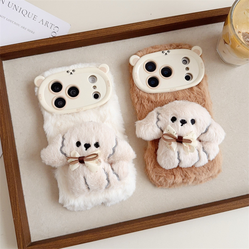 3D Cartoon Bowknot Puppy Warm  - Phone Cases Iphone 13 recensie en prijs