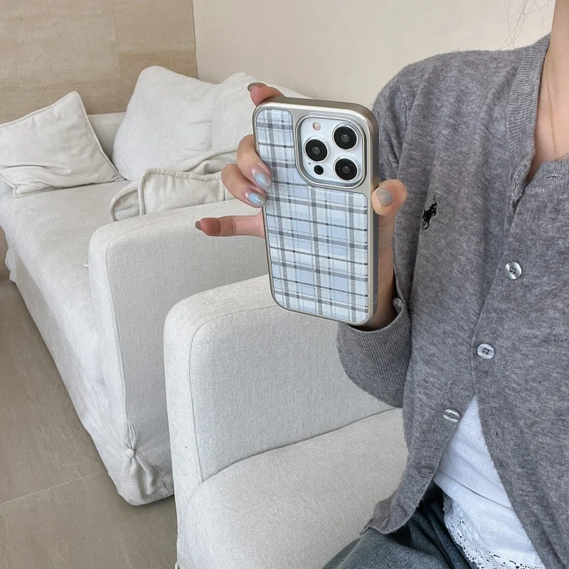 Korean Ins Epoxy Blue Plaid Pa - Phone Cases Y2K recensie en prijs