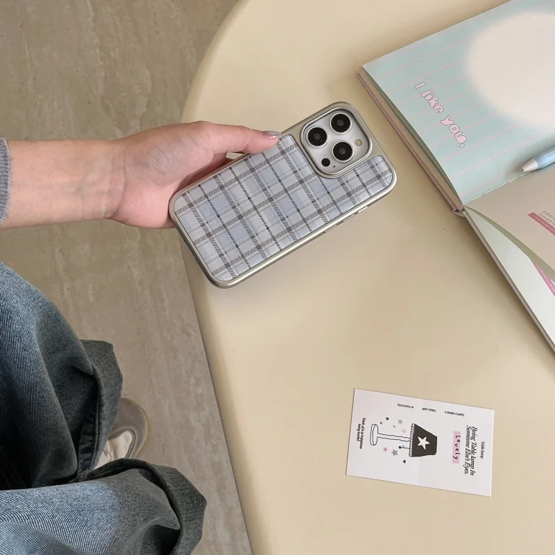 Korean Ins Epoxy Blue Plaid Pa - Phone Cases Y2K recensie en prijs