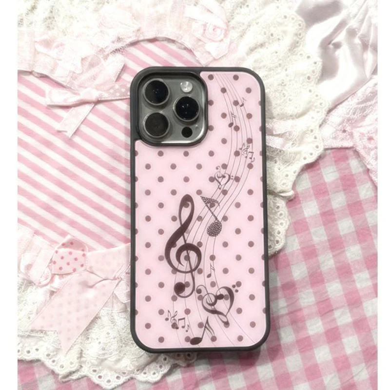 Korean ins Pink Brown Polka Do - Phone Cases Y2K recensie en prijs