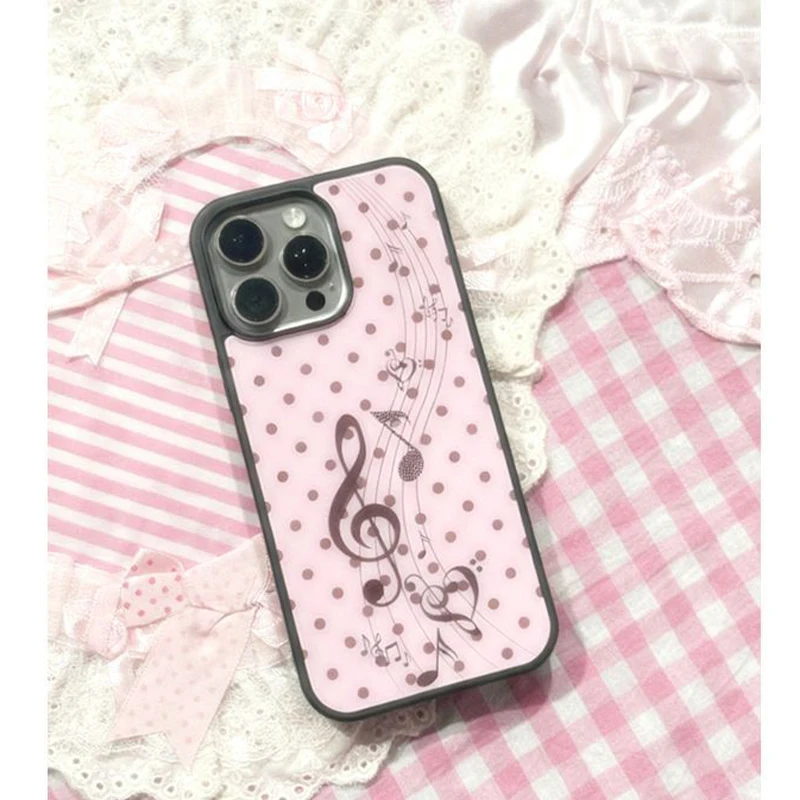 Korean ins Pink Brown Polka Do - Phone Cases Y2K recensie en prijs