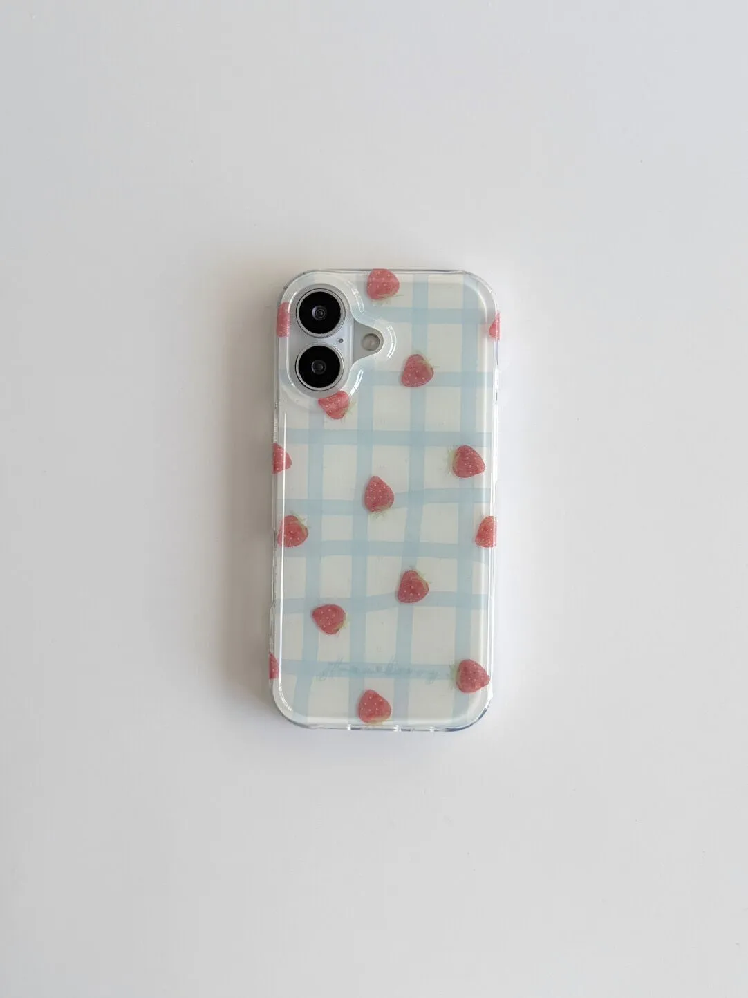 Fresh Blue Grid Pattern Strawb - Phone Cases Y2K recensie en prijs